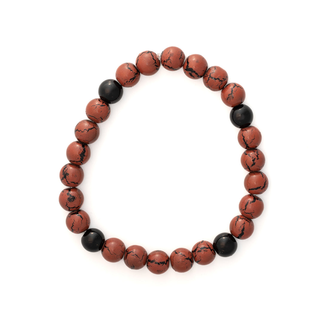 Rust & Black Stone Beaded Bracelet - DL Jewelry Designs