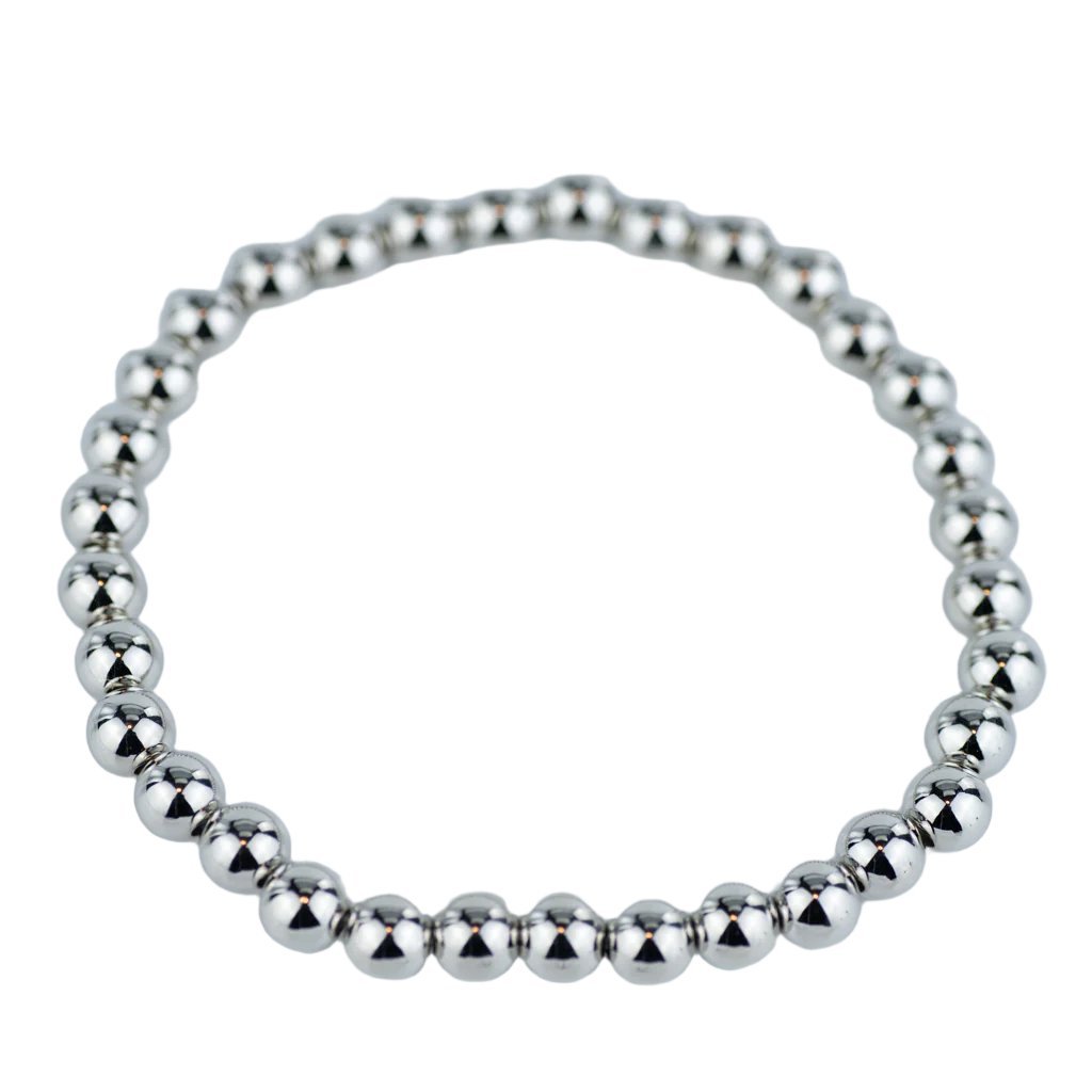 Silver Hematite 6mm Beaded Bracelet - DL Jewelry Designs