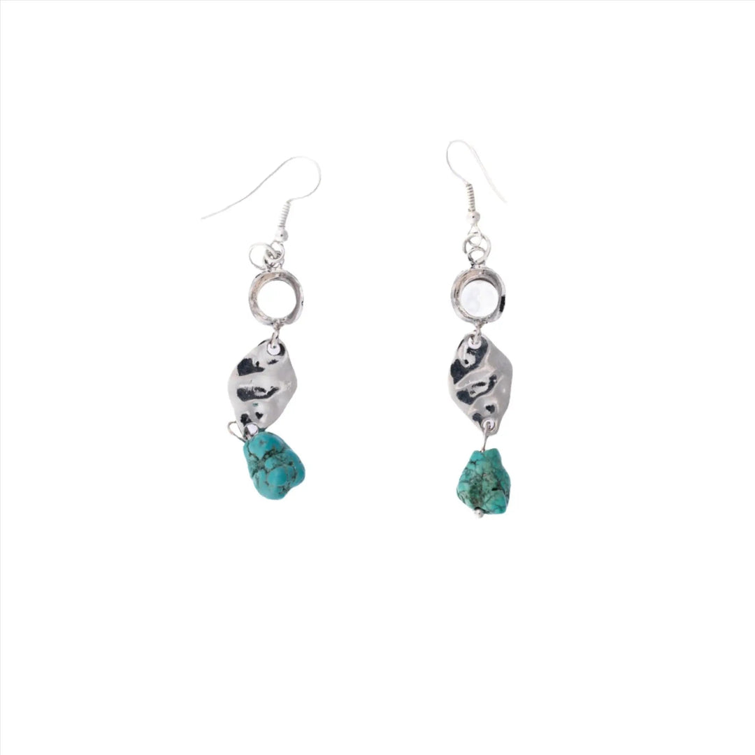 Silver, Pearl, & Turquoise Dangling Earrings - DL Jewelry Designs