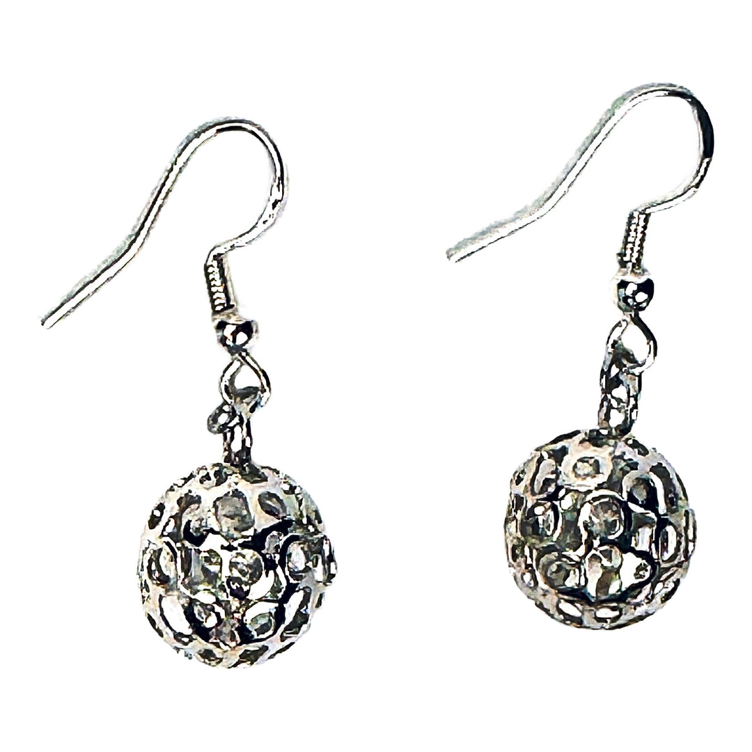 Silver-Tone Crystal Sphere Dangle Earrings - DL Jewelry Designs