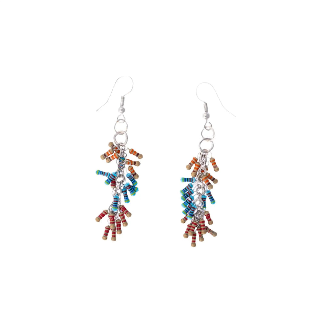 Stone Fringe Turquoise, Orange, & Red Earrings - DL Jewelry Designs