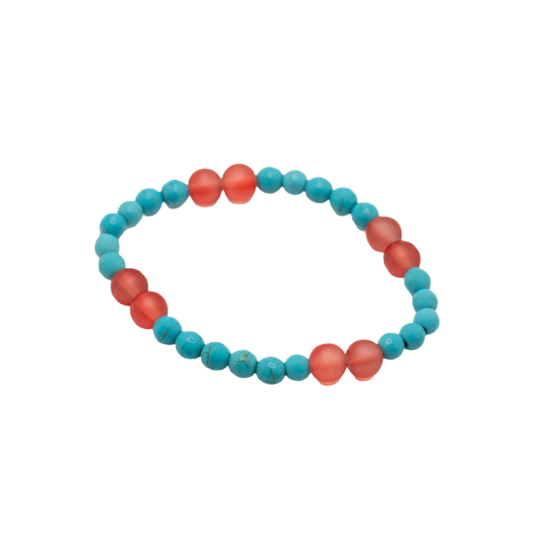 Turquoise & Red Glass Bead Bracelet - DL Jewelry Designs