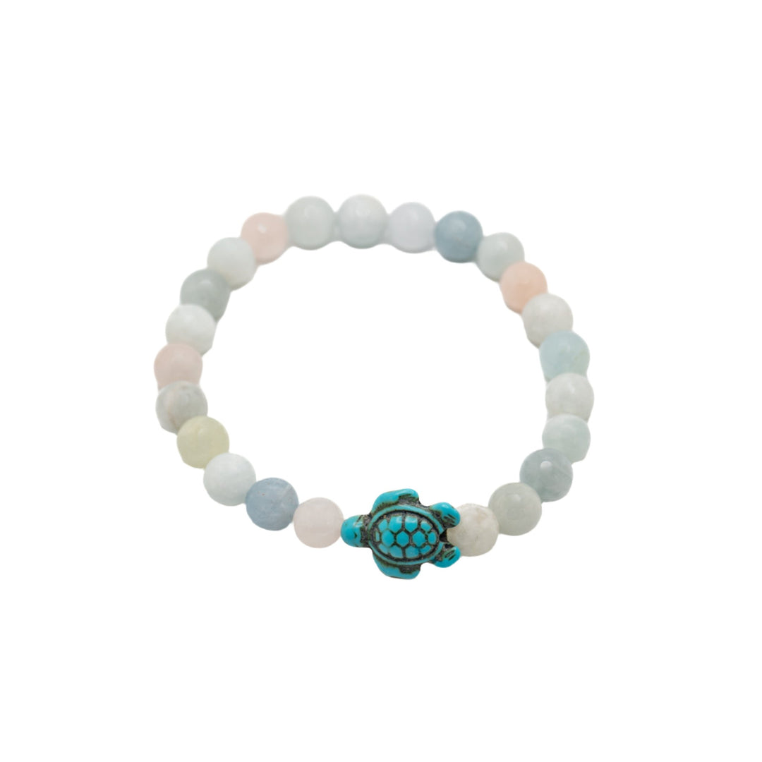 White & Pink Stone w/ Turquoise Charm Bracelet - DL Jewelry Designs