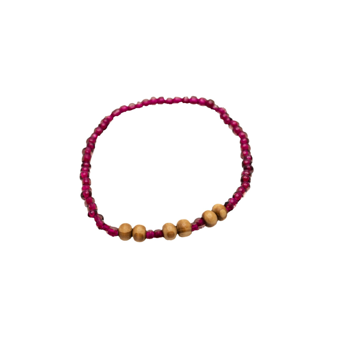 Wine and Wood Colored Bead Bracelet - DL Jewelry Designs