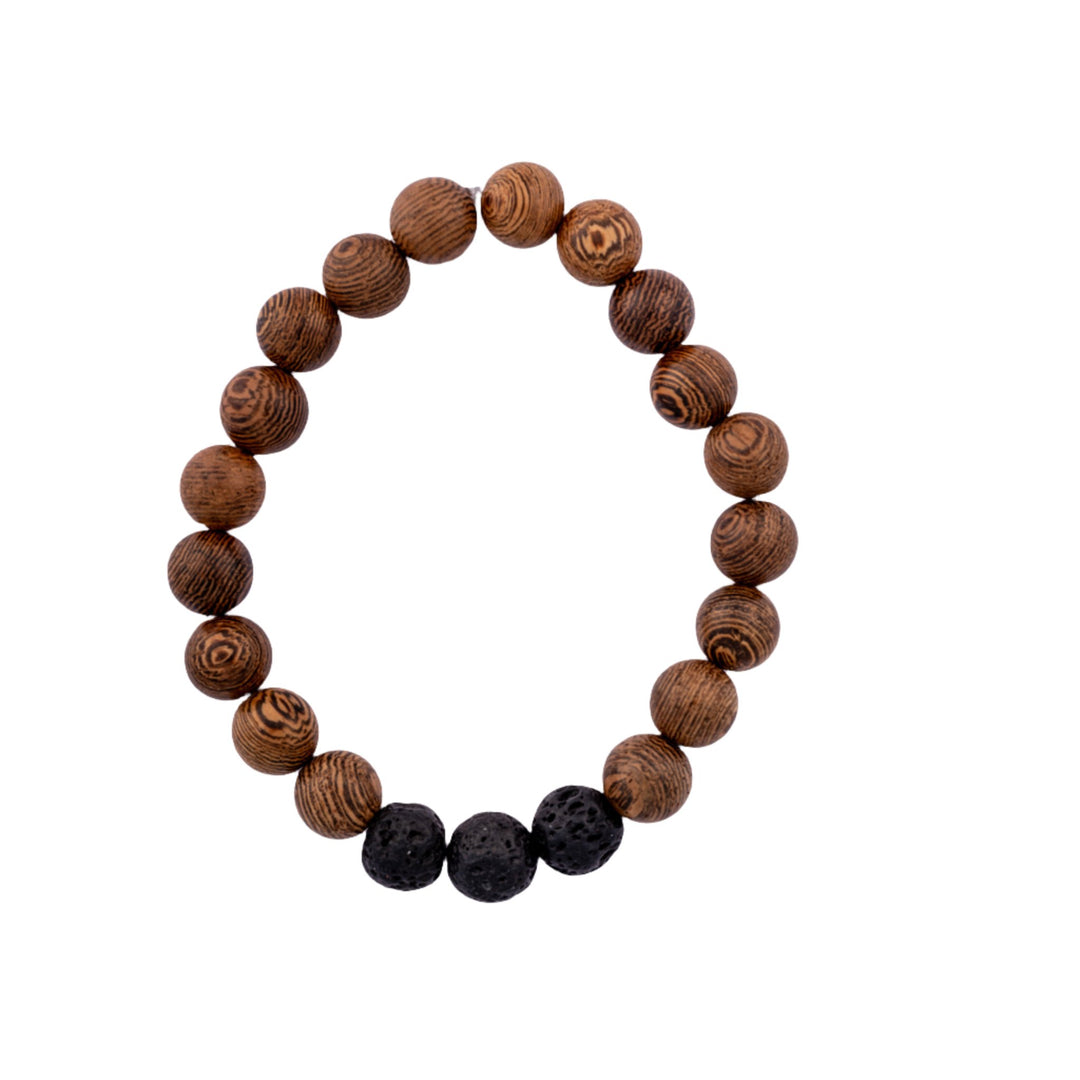 Wood and Lava Bead Braclet - DL Jewelry Designs