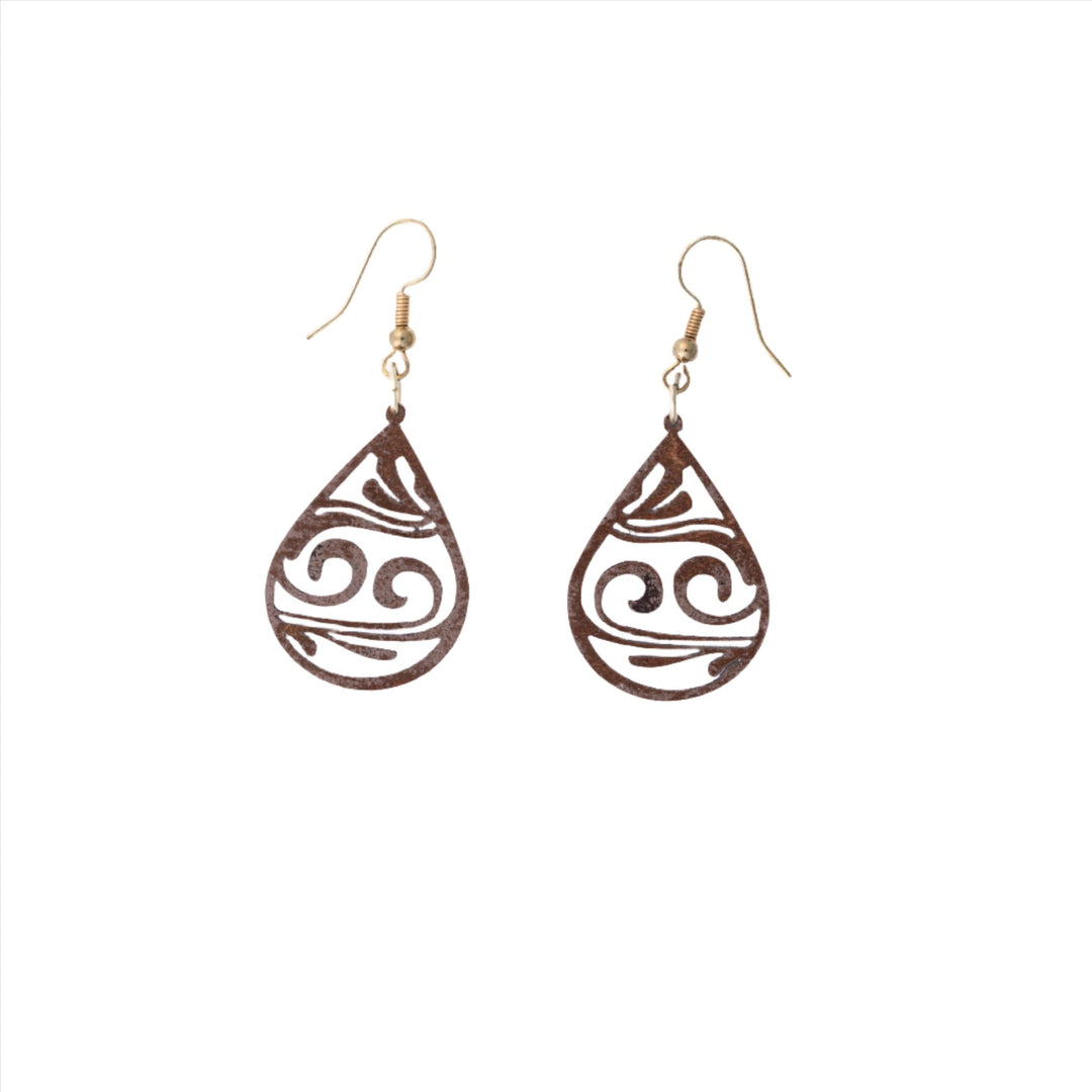 Wooden Dark Swirl Earrings - DL Jewelry Designs