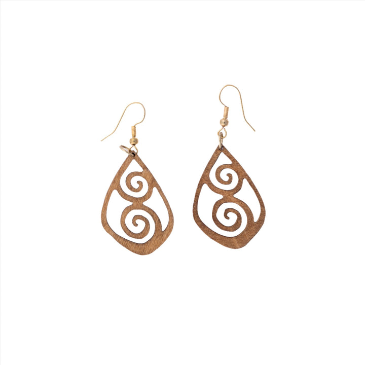 Wooden Swirl Drop Earrings - DL Jewelry Designs