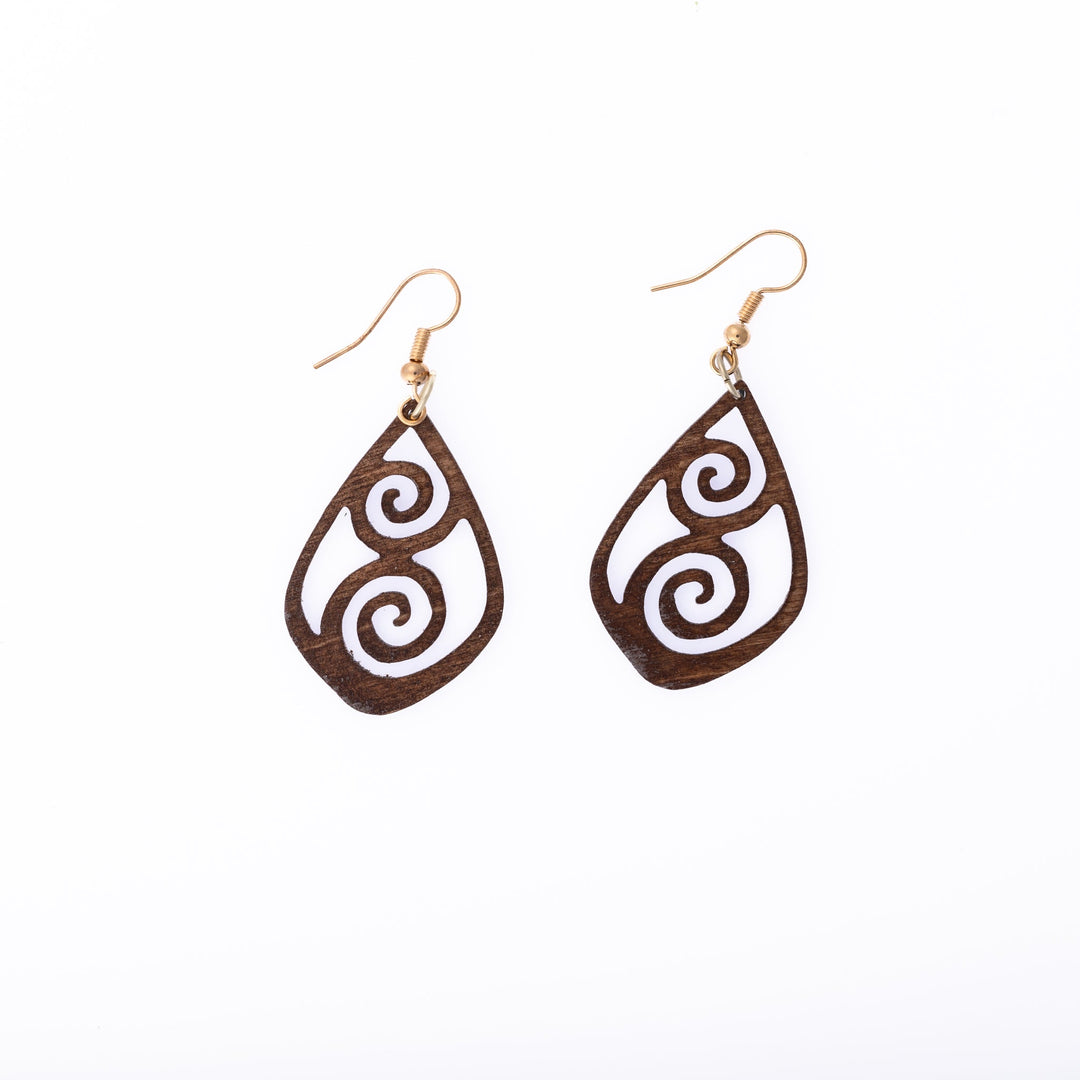 Wooden Swirl Drop Earrings - DL Jewelry Designs